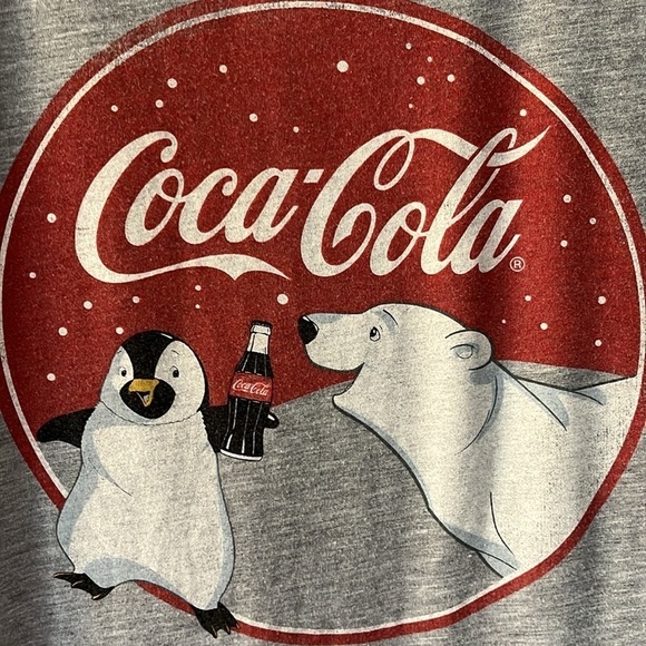 Maurices capped sleeved light gray top with Coca-Cola bear. Size Small - Picture 2 of 6